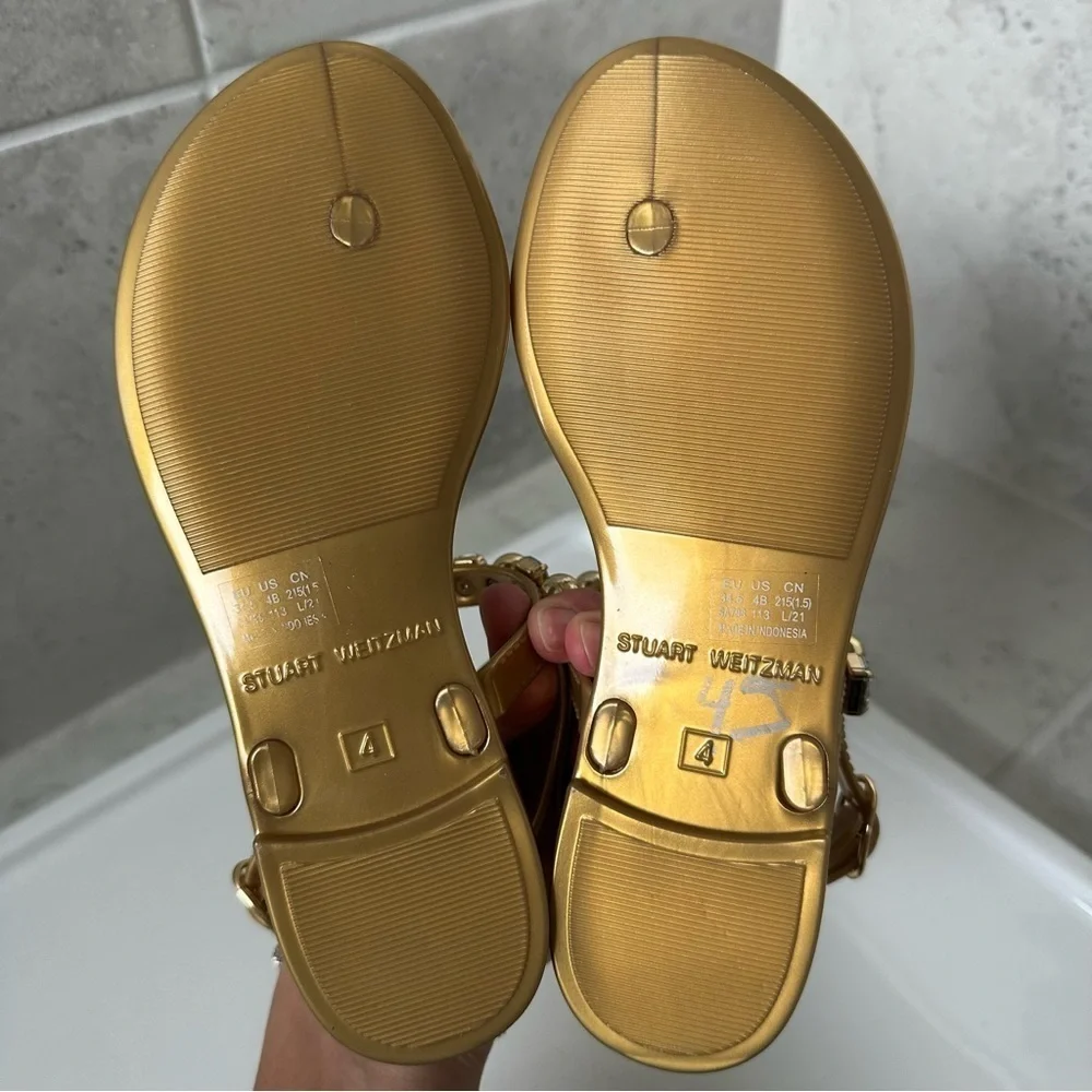 Stuart Weitzman Goldie Crystal Jelly Sandal Size 4